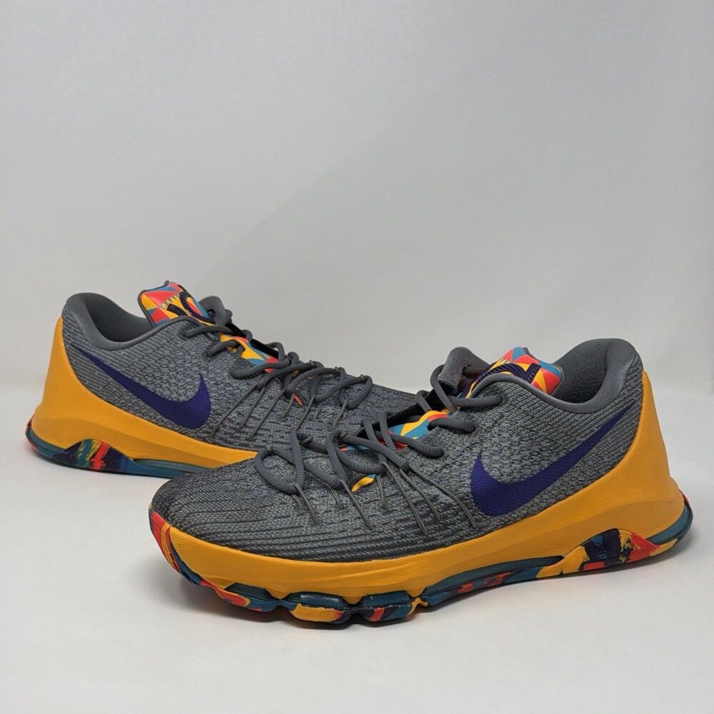 Nike KD 8 Prince George Gray Purple Yellow Basketball Sneakers Men’s 11.5